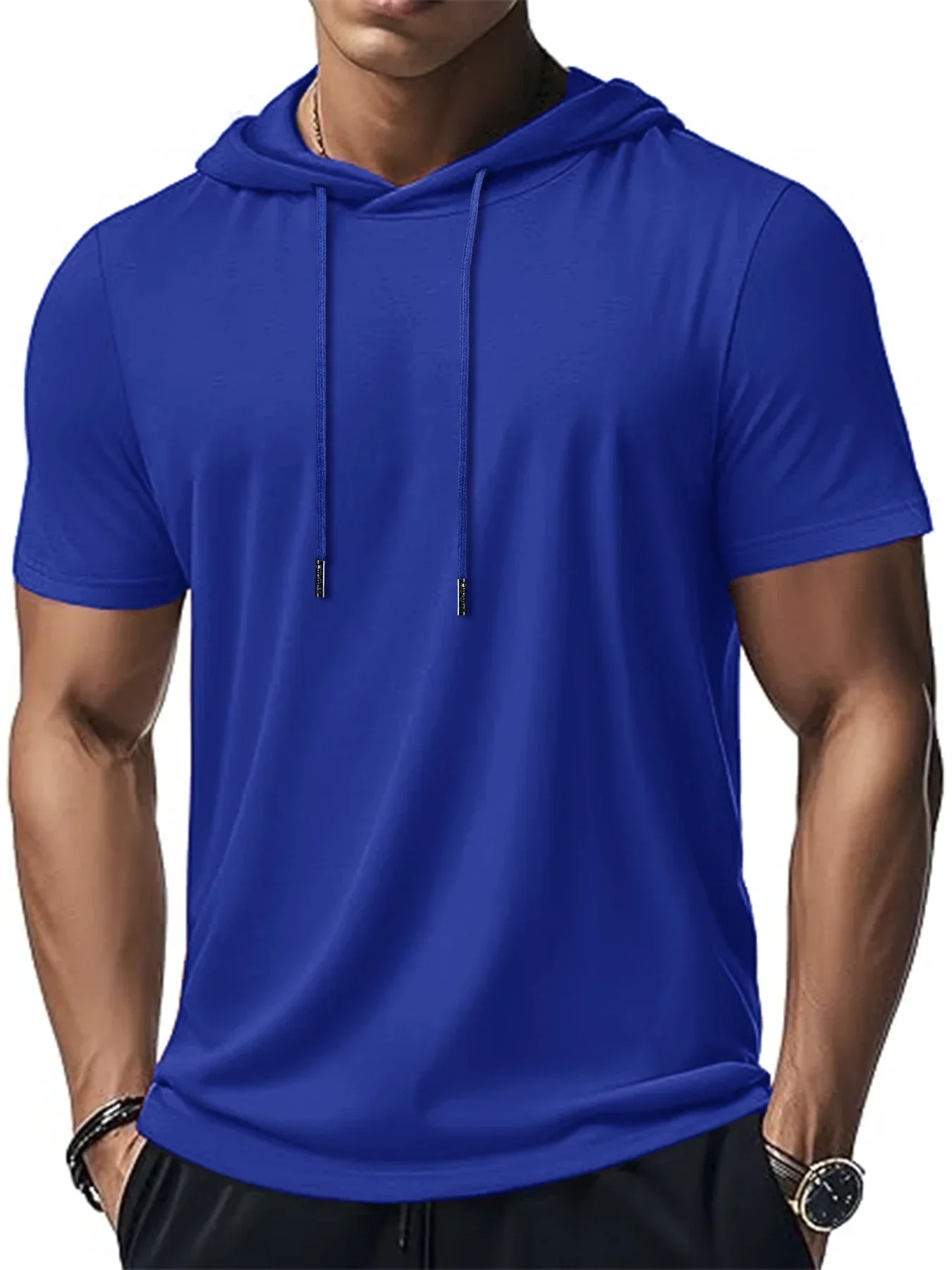 Men's Trendy And Fashionable Thin Style Breathable Loose Outdoor Running Casual Top Sports Short Sleeved T-shirt Hooded Style