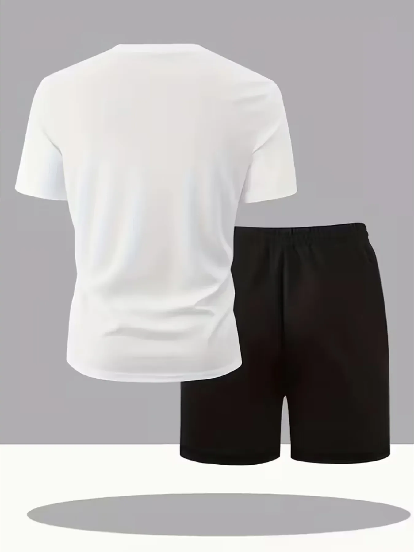 Men Fashion Print Two Piece Set Breathable Crew Neck Short Sleeve T-shirt Casual Sports Shorts Summer Outfit