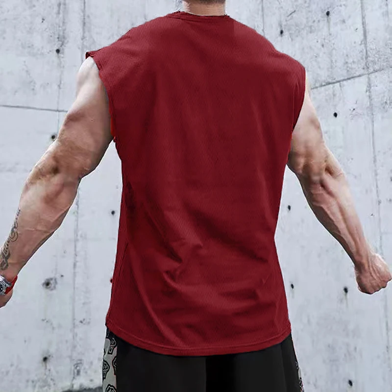 Summer Plain Mens Fitness Singlets Loose Mesh Gym Tank Tops Bodybuilding Clothing Sports Oversized Muscle Sleeveless Shirt