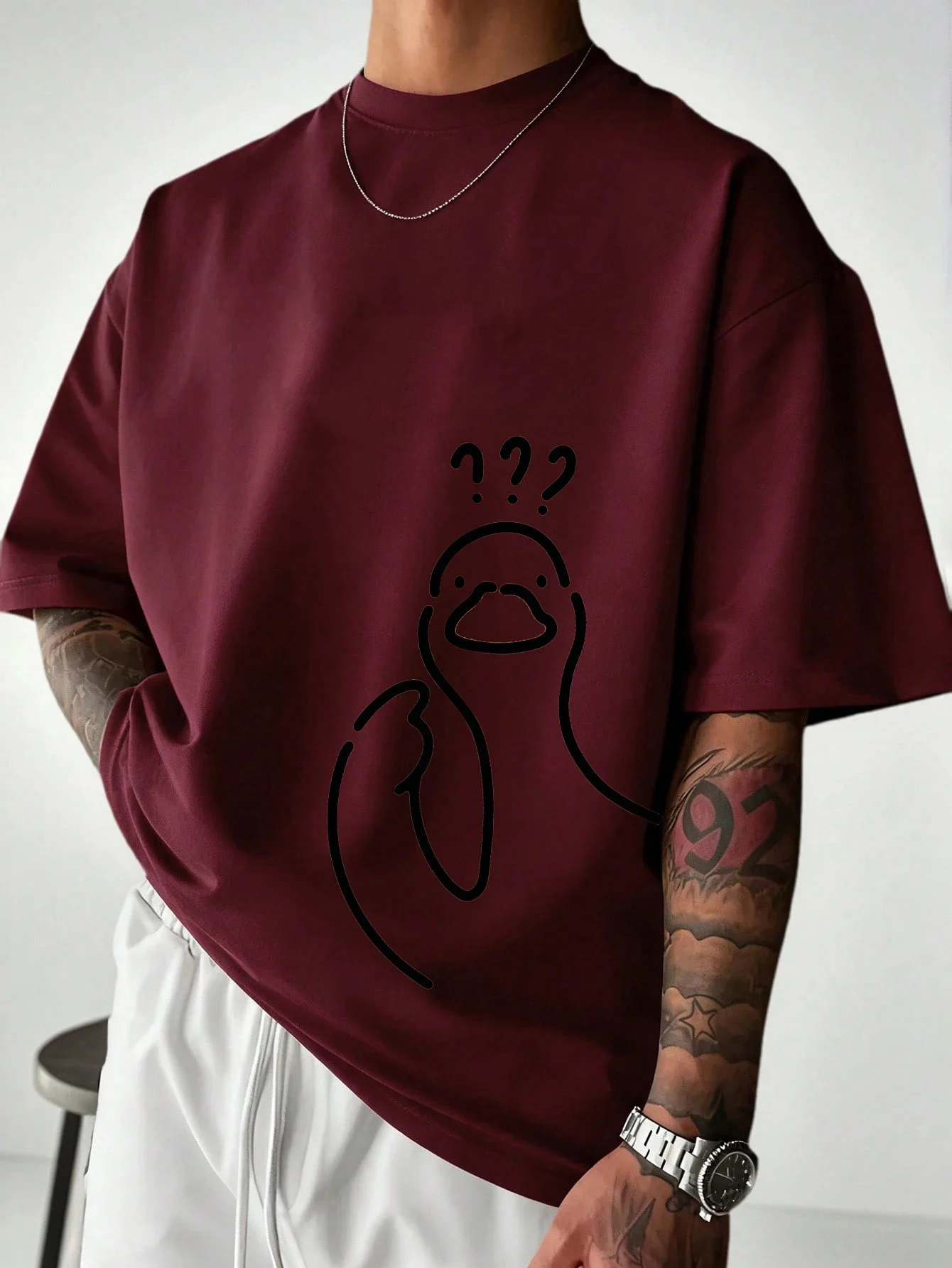 100% Pure Cotton Summer Men's Casual Fashion Loose Cartoon Print Round Neck Short Sleeved T-Shirt Versatile Top