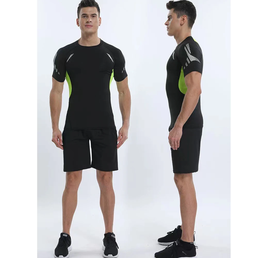 Men's Running Compression Shirts Short Sleeve Sport Gym Tees Fitness Quick Dry Sweatshirt Jogging Tracksuit Athletic Shirt Tops