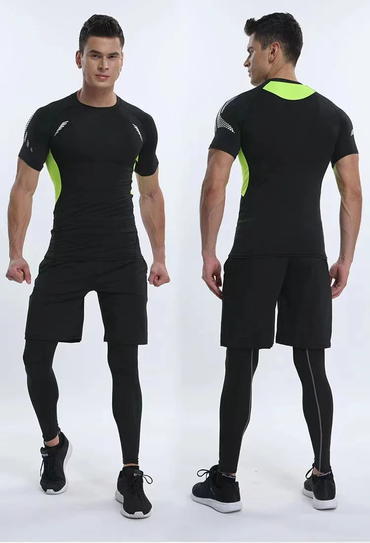 Men's Running Compression Shirts Short Sleeve Sport Gym Tees Fitness Quick Dry Sweatshirt Jogging Tracksuit Athletic Shirt Tops