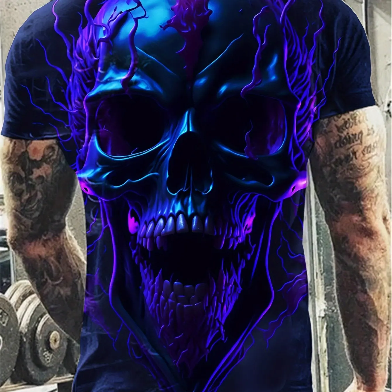 New Fashion Skull 3D Digital Pattern Printed Men's Pattern T-shirt Casual Comfort T-shirt Short Sleeve Hoodie Men's Summer Outdo