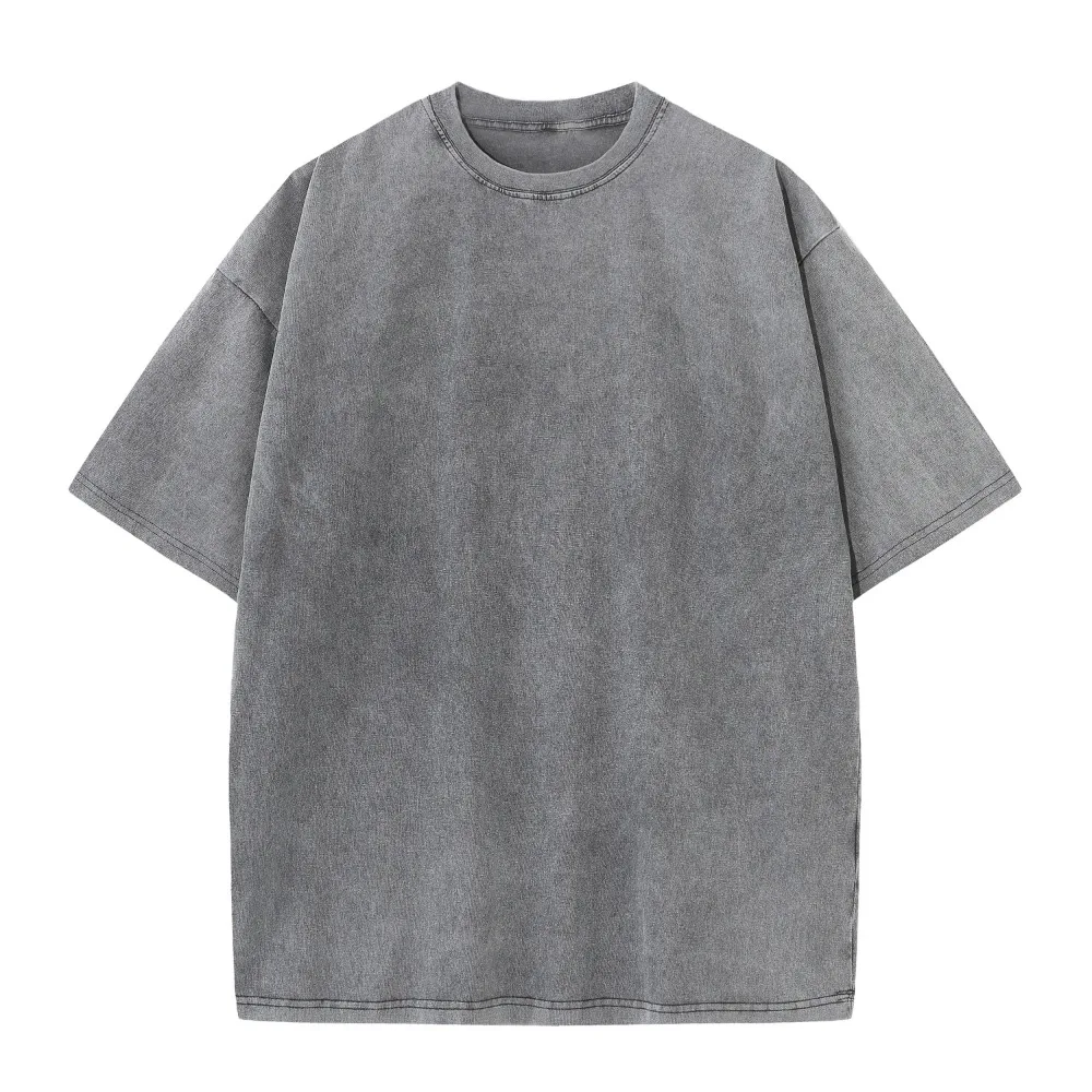 230G Cotton American Large Size T Shirts Men Summer Vintage Clothes Washed Tees Casual Short Sleeve Basic Male Tops