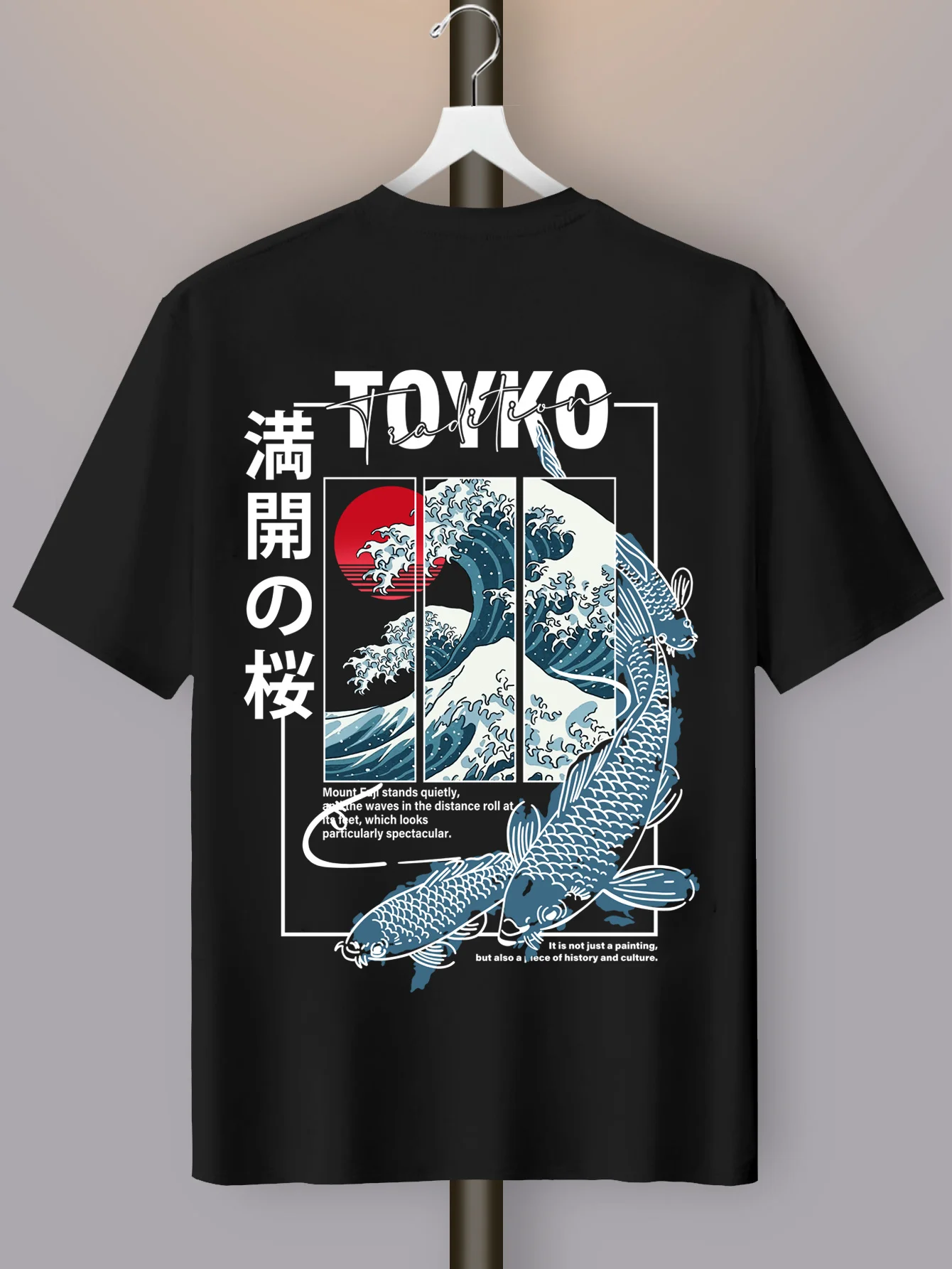 Men Japanese-style Trendy Pattern Loose Summer New T-shirt 100% Pure Cotton Soft Material Versatile Comfortable and Breathable