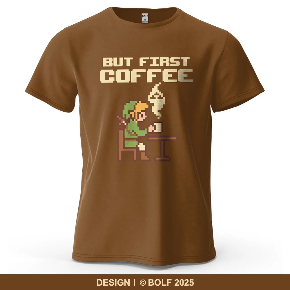 BUT FIRST COFFEE Cozy Printed Men's T-Shirt 100% Cotton Oversized Playful Graphic Tees for Women Tops Tees Casual Streetwear