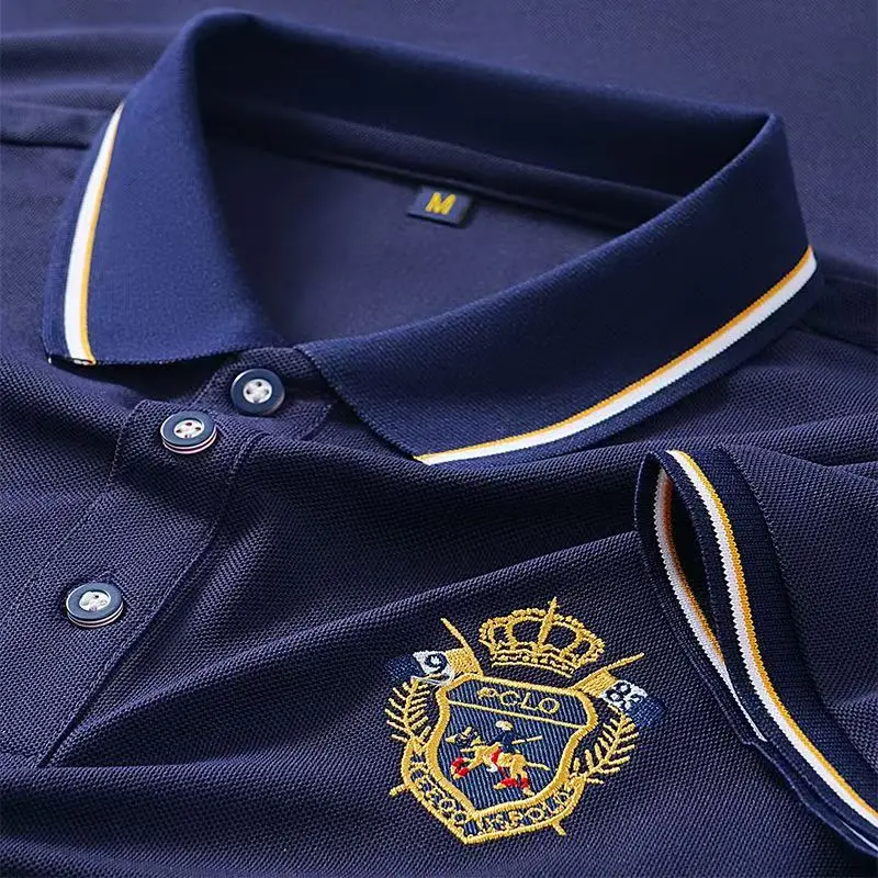 Men's Summer Embroidered Polo T-Shirt Short Sleeve Lapel Design Breathable Lightweight Streetwear Outdoor Oversized Fit