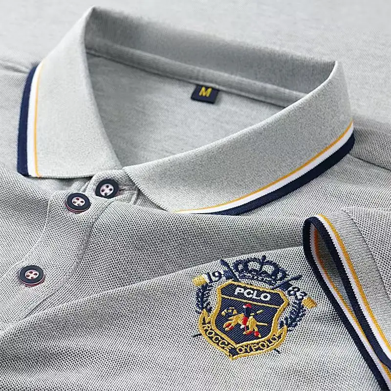 Men's Summer Embroidered Polo T-Shirt Short Sleeve Lapel Design Breathable Lightweight Streetwear Outdoor Oversized Fit