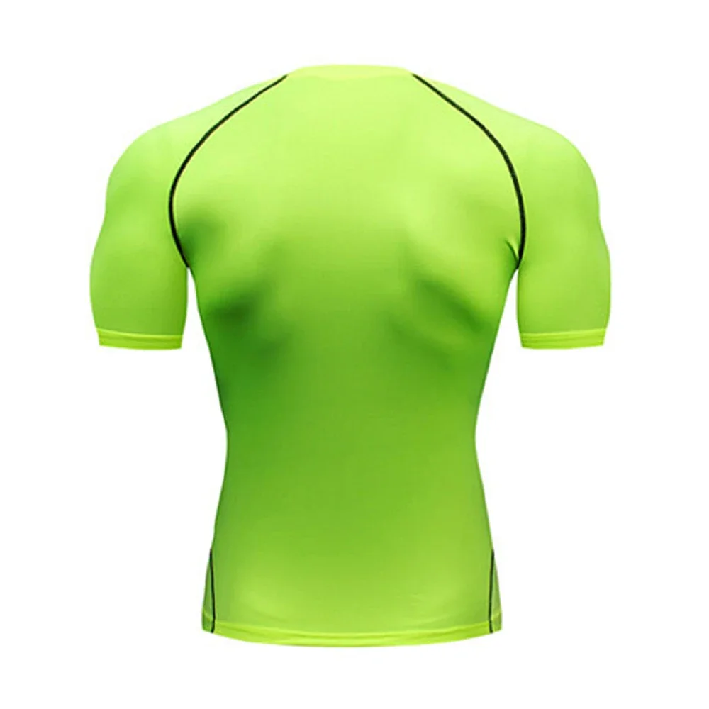 Men's Bodybuilding Sports Tight T-shirt Summer Compression O-Neck T Shirt Gym Fitness Quick Dry Running Tshirt Male Workout Tops
