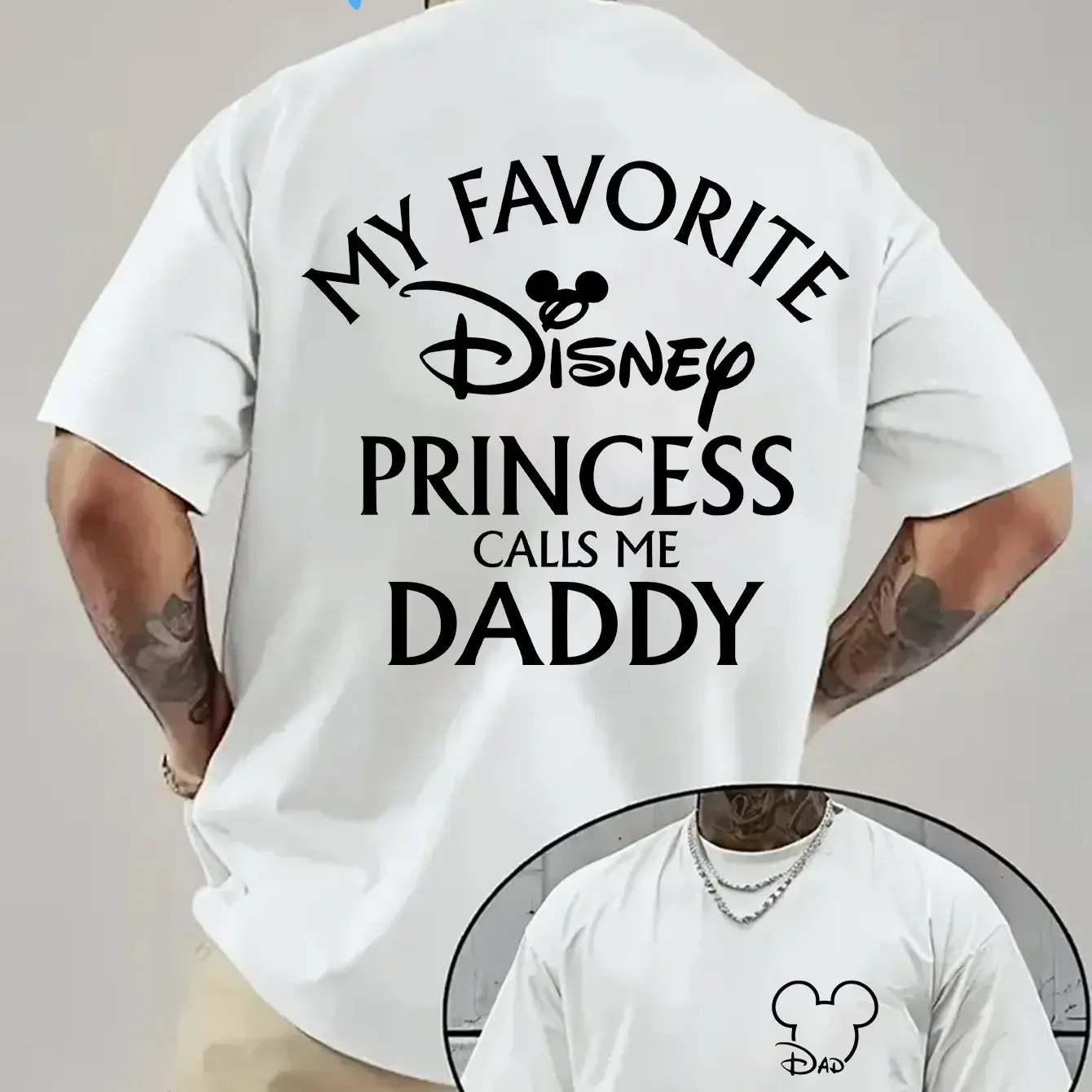Disney Authorized Men'S T-shirt with "My Favorite Disney Princess Calls Me Dad" Print | Round Neck Short Sleeved