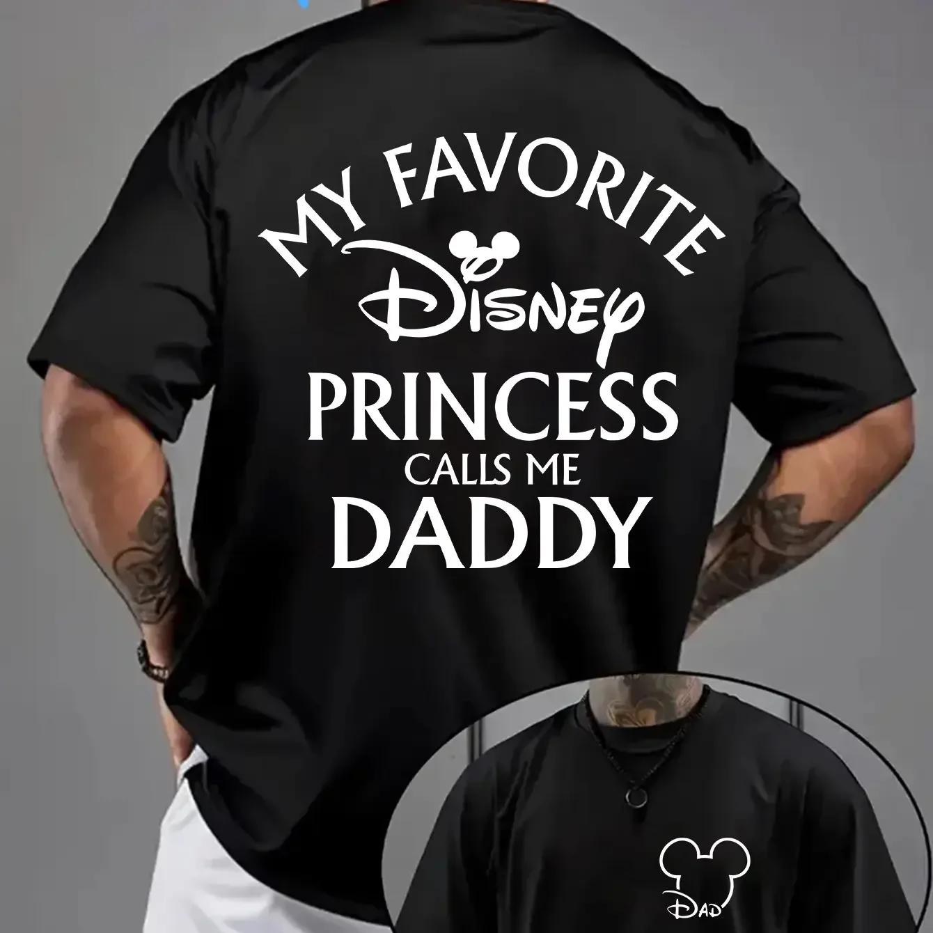 Disney Authorized Men'S T-shirt with "My Favorite Disney Princess Calls Me Dad" Print | Round Neck Short Sleeved