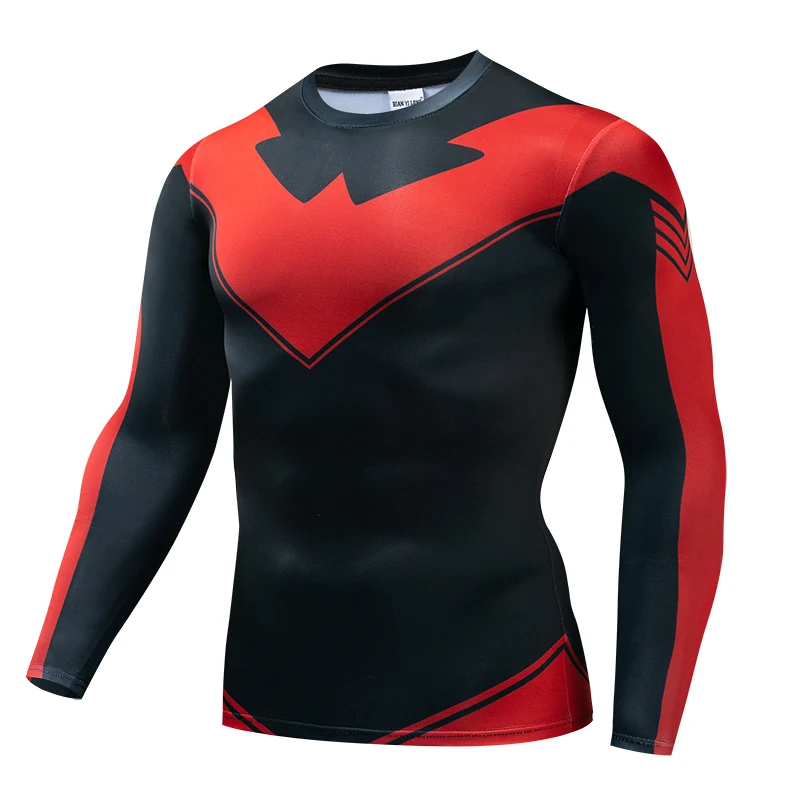 3D Nightwing Men T Shirt Running Quick-Dry Shirts Men Compression T-Shirts Sportswear Gym Rash Guard Boxing Training Sports Tops