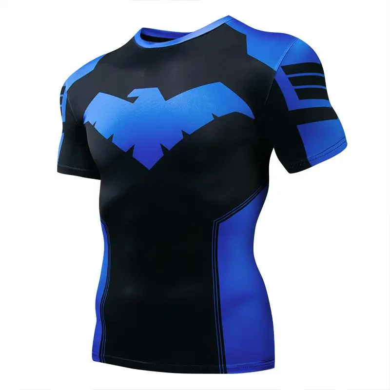 3D Nightwing Men T Shirt Running Quick-Dry Shirts Men Compression T-Shirts Sportswear Gym Rash Guard Boxing Training Sports Tops