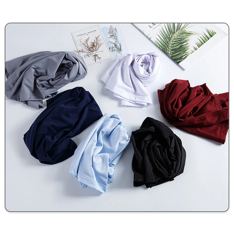 Men's Skinny Shirt Ice Silk Basic Shirts Solid Color Breathable Seamless T-shirt Men Thin Slim Bottoming V-Neck Shirt For Male