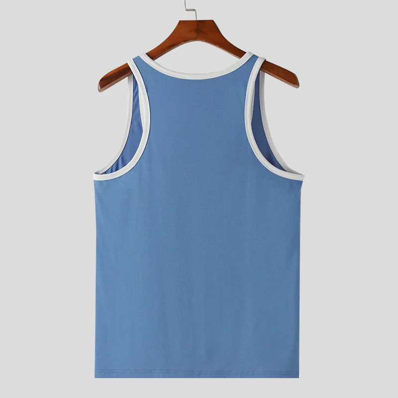 Summer Men's Skinny Gym Tank Tops Leisure Popular Sleeveless Sportwear Fashion Well Fitting Patchwork Bodybuilding Vest S-2XL