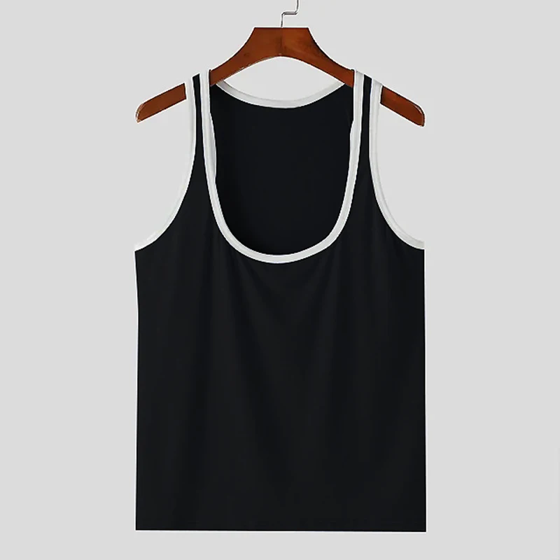 Summer Men's Skinny Gym Tank Tops Leisure Popular Sleeveless Sportwear Fashion Well Fitting Patchwork Bodybuilding Vest S-2XL