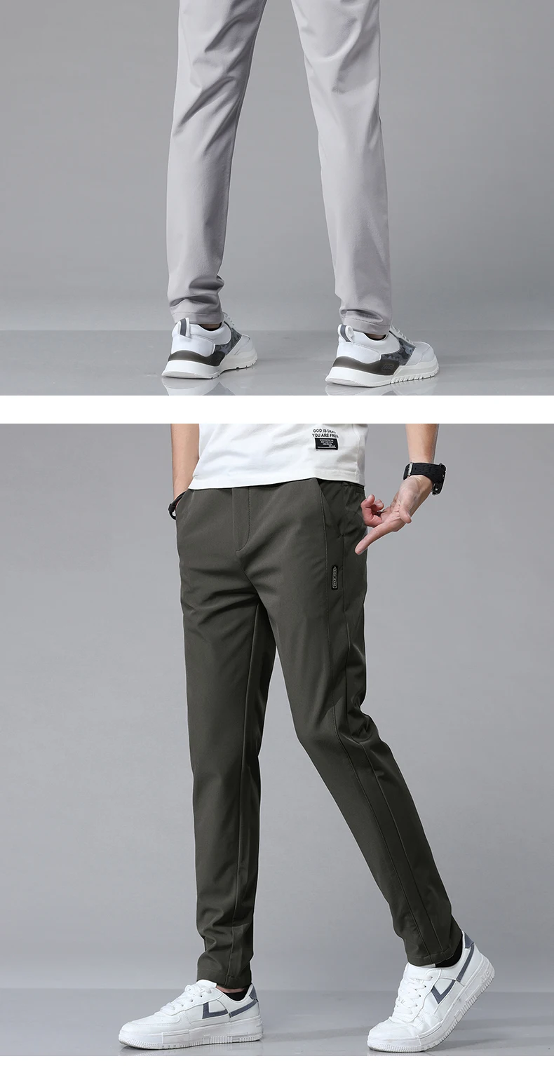 2025 Spring Summer Ultra-thin Men's Stretch Slim Straight Casual Pants High Quality Fashion Breathable Golf Sports Trousers