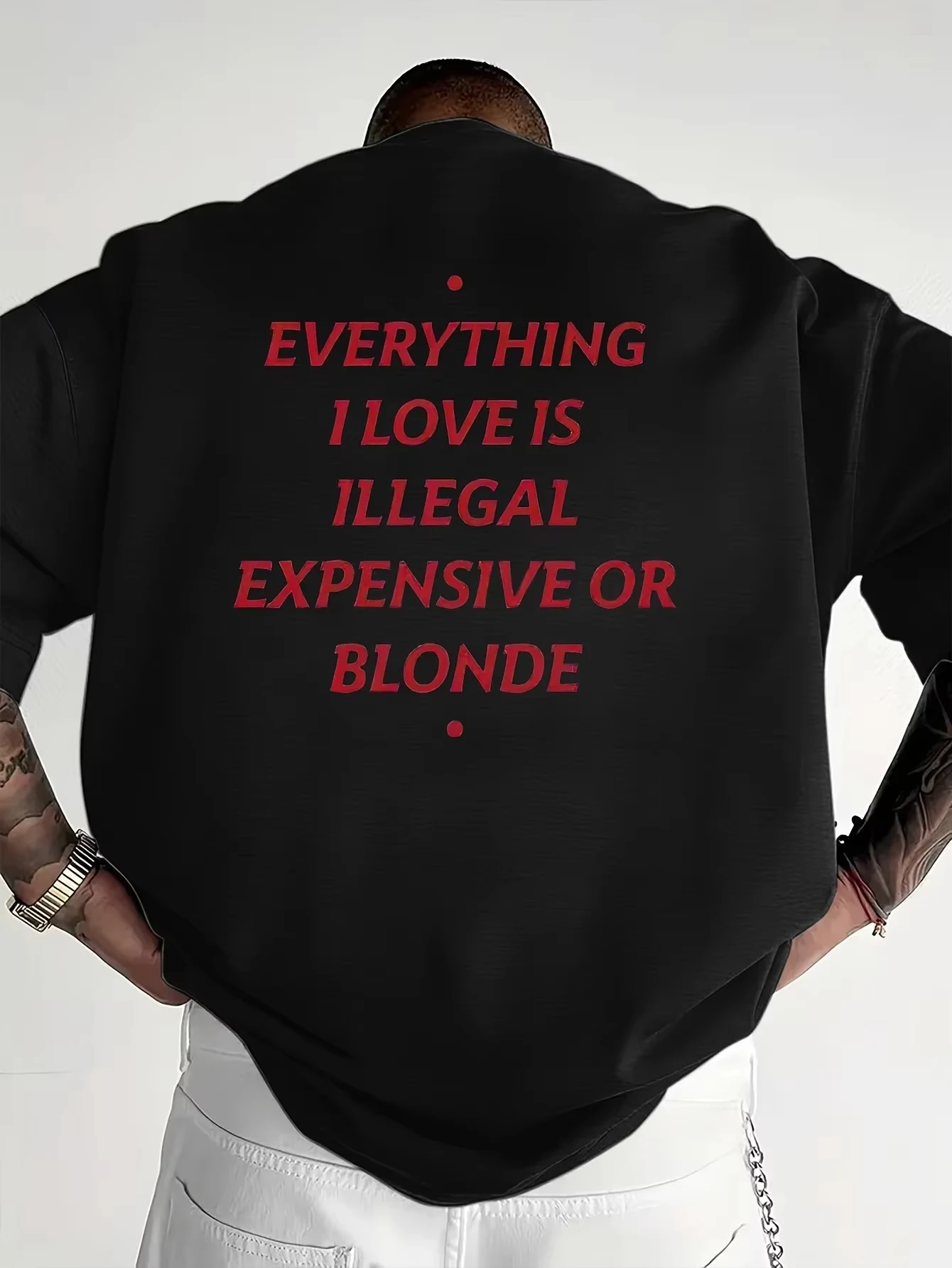 2026 New Funny Everything I Love Is Illegal Men Breathable Print Short Sleeve Streetwear Men's T Shirt Top