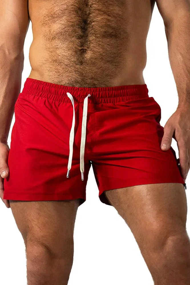 Men's Marathon Running Sweat Shorts with Zipped Pocket Fitness Athletic Breathable Sweatpants Outdoor Sport Training Short Pants