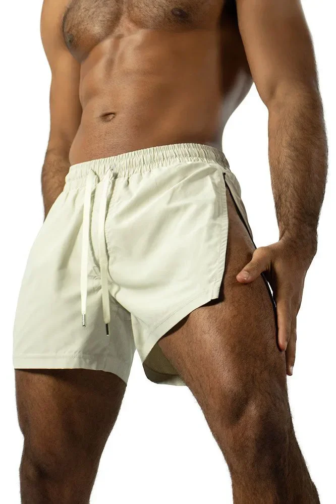Men's Marathon Running Sweat Shorts with Zipped Pocket Fitness Athletic Breathable Sweatpants Outdoor Sport Training Short Pants