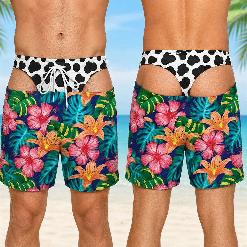 viral 3D print funny fake Buttock design swim trunks for men Hawaii vacation beach party shorts summer quick dry shorts gift