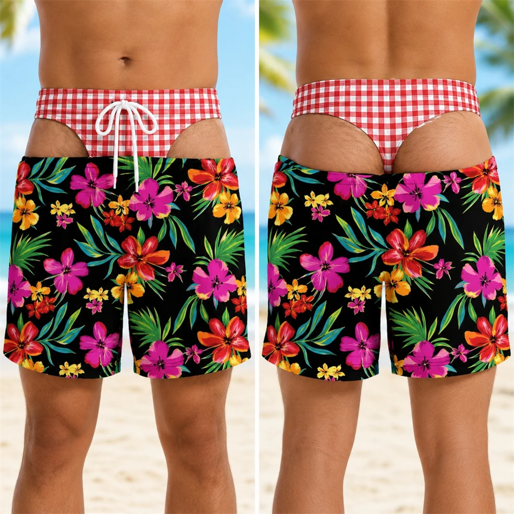 viral 3D print funny fake Buttock design swim trunks for men Hawaii vacation beach party shorts summer quick dry shorts gift