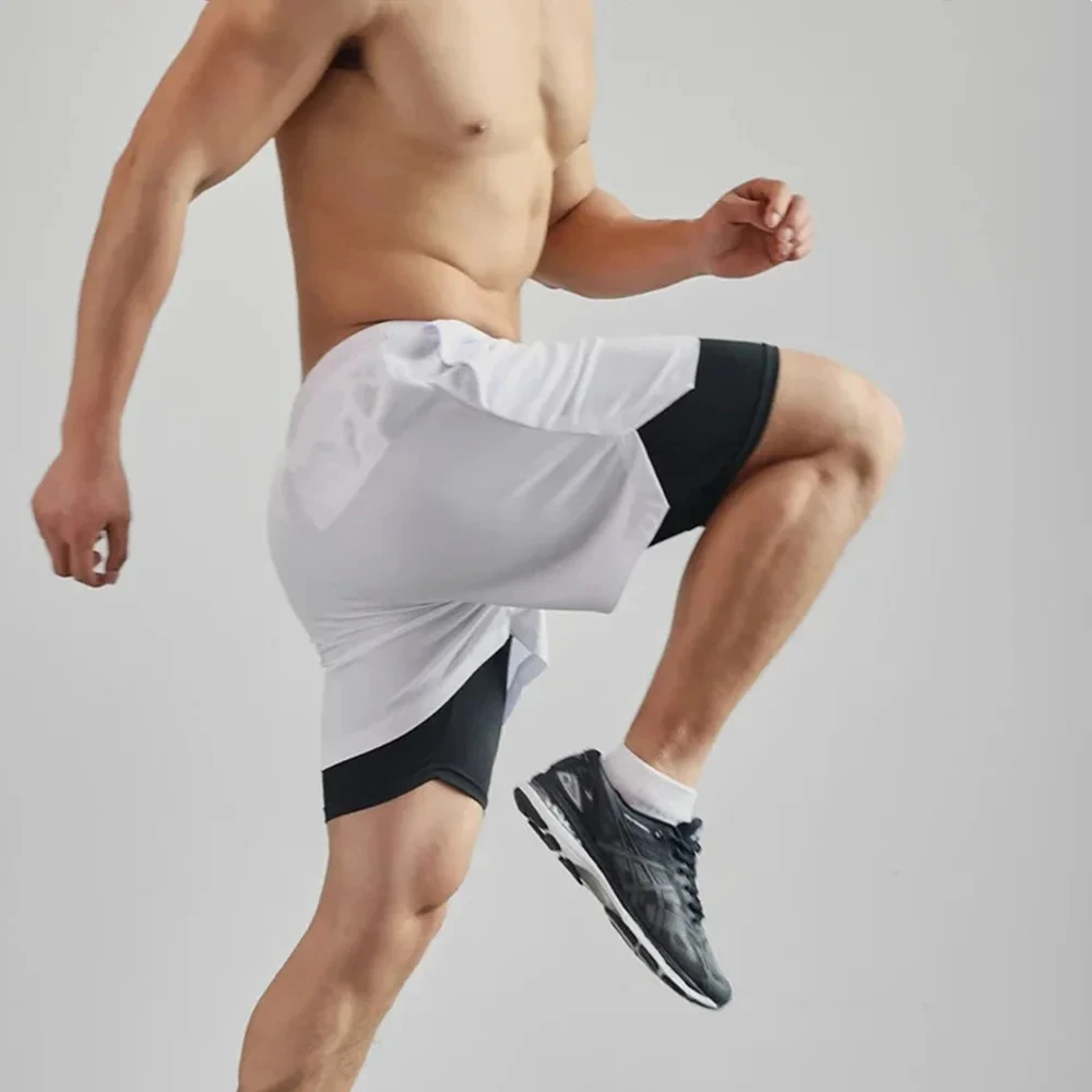 2026 Men's 2-in-1 Running Shorts, High-Quality Elastic Double-Layer Shorts, Breathable and Lightweight, Teen Training Shorts, Sp