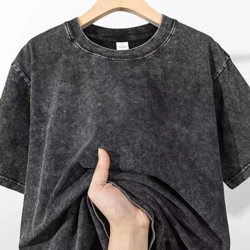 350gsm Men's Washed Vintage T-Shirts Street Hip Hop Retro Punk T Shirt men Harajuku Casual Cotton Short Sleeve Acid Wash Tops
