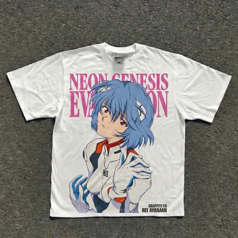 Neon Genesis Evangelion Anime Ayanami Printed T-shirt Men's and Women's T-shirt Men's Top Sports T-shirt Men's T-shirt Summer