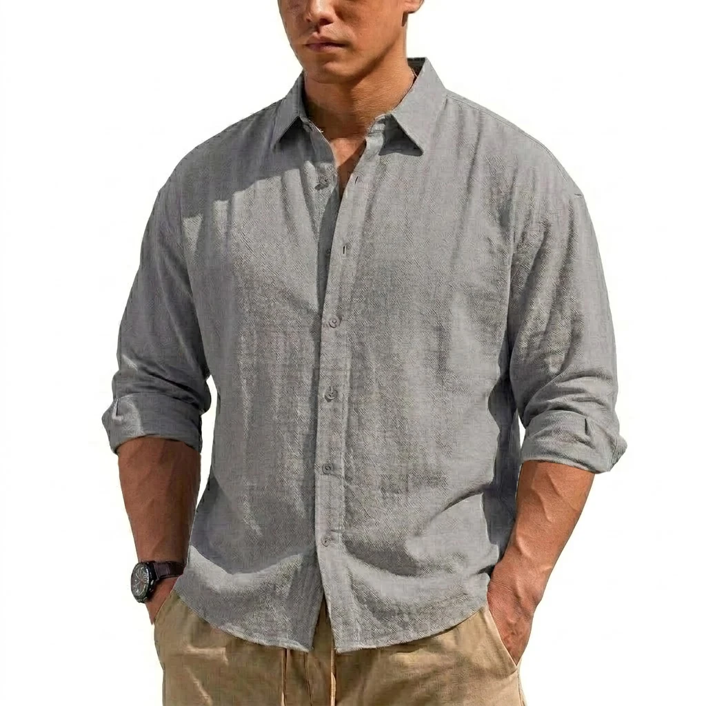 New Men's Long Sleeve Cotton Shirt Luxury T Shirt Elegant Men's Linen Shirts Autumn Breathable Hawaiian Shirts Button T-shirt