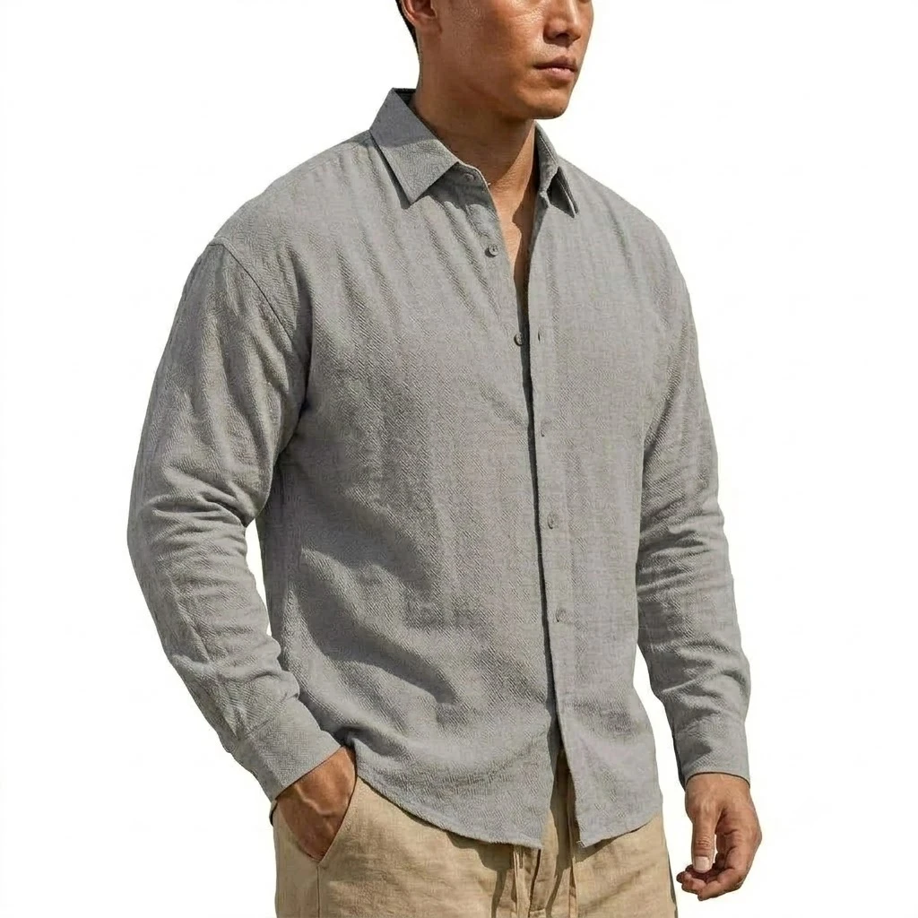 New Men's Long Sleeve Cotton Shirt Luxury T Shirt Elegant Men's Linen Shirts Autumn Breathable Hawaiian Shirts Button T-shirt