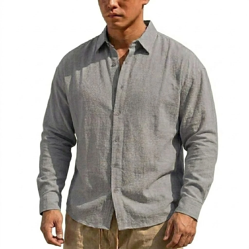 New Men's Long Sleeve Cotton Shirt Luxury T Shirt Elegant Men's Linen Shirts Autumn Breathable Hawaiian Shirts Button T-shirt