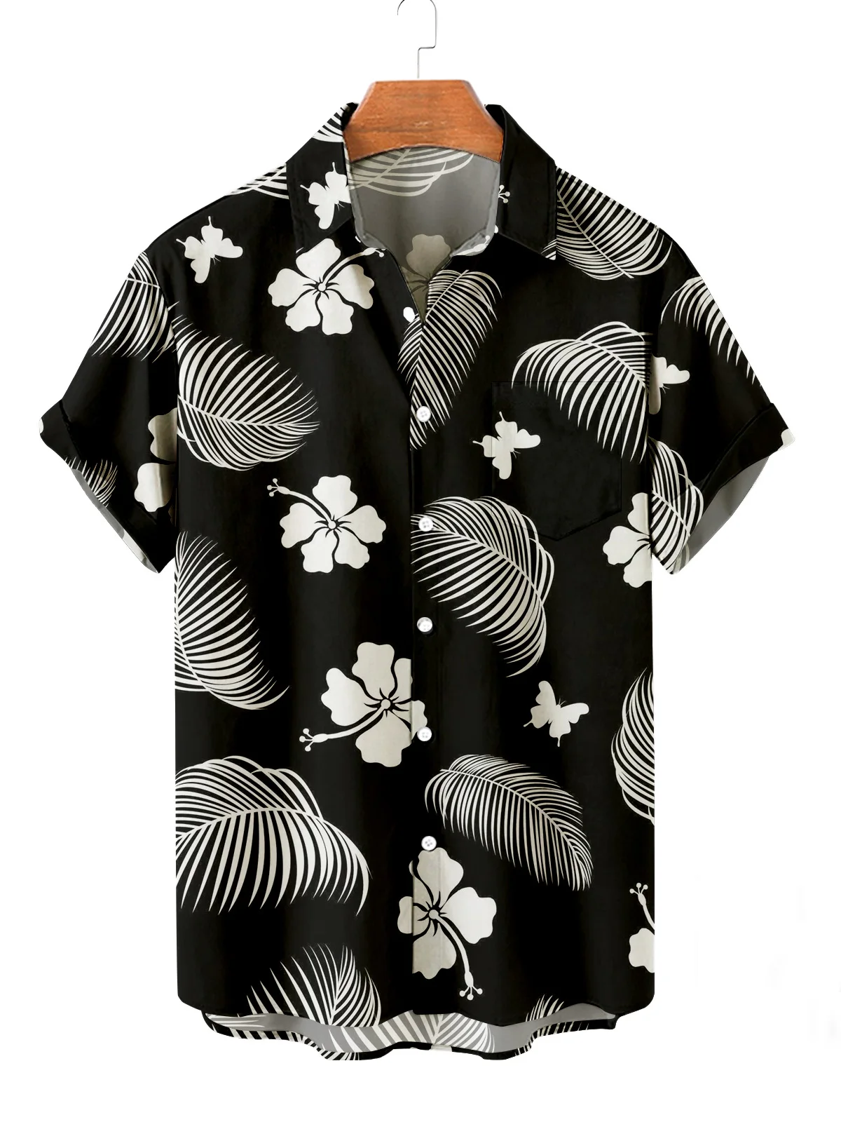 Summer Men's Flower Hawaiian Shirts Casual Vacation Short Sleeve Shirts Collar Button Up Shirt Fashion Steetwear for Mens