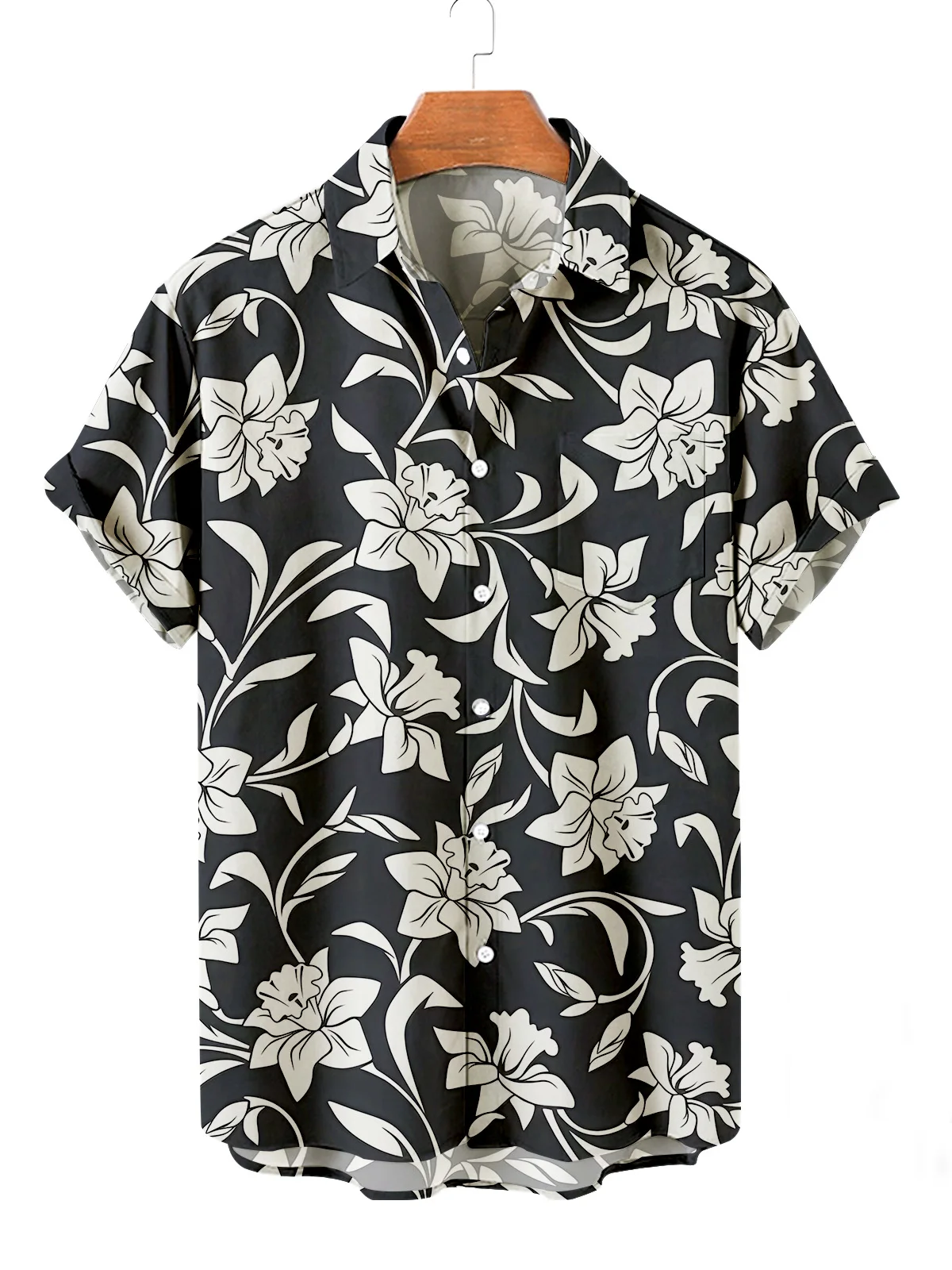 Summer Men's Flower Hawaiian Shirts Casual Vacation Short Sleeve Shirts Collar Button Up Shirt Fashion Steetwear for Mens