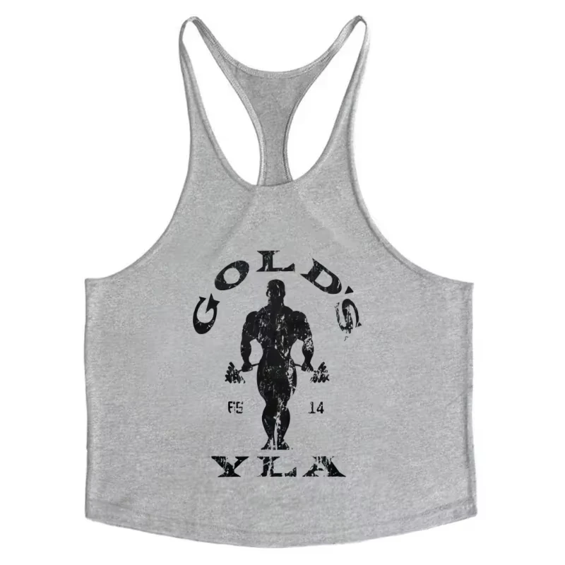 2026 Men's Gym Tank Top Bodybuilder Print Breathable Cotton Stringer Vest For Bodybuilding Weightlifting Training