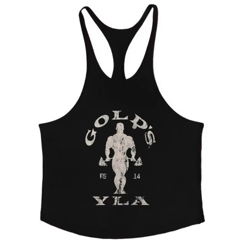 2026 Men's Gym Tank Top Bodybuilder Print Breathable Cotton Stringer Vest For Bodybuilding Weightlifting Training