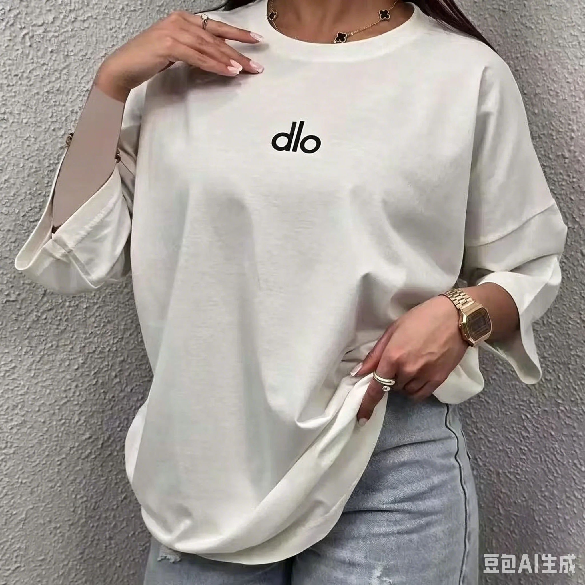 2026 Summer New Style Fashion Letterprint Dlo T-Shirt, suitable for both men and women, loose short-sleeved streetwear top