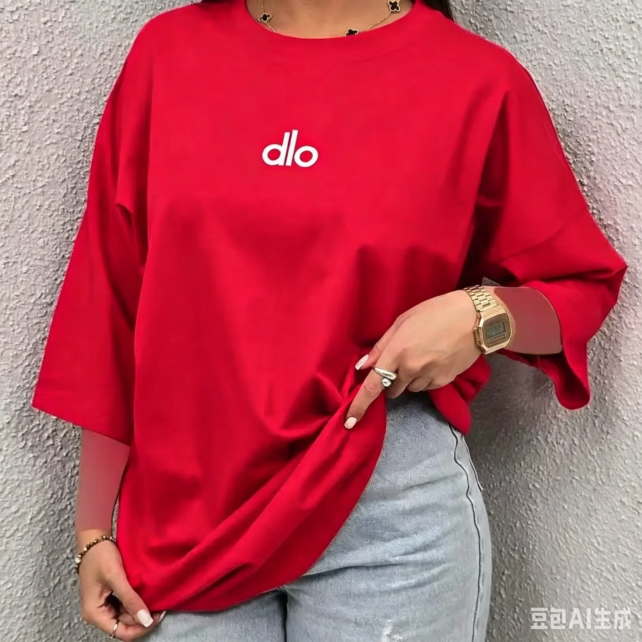 2026 Summer New Style Fashion Letterprint Dlo T-Shirt, suitable for both men and women, loose short-sleeved streetwear top