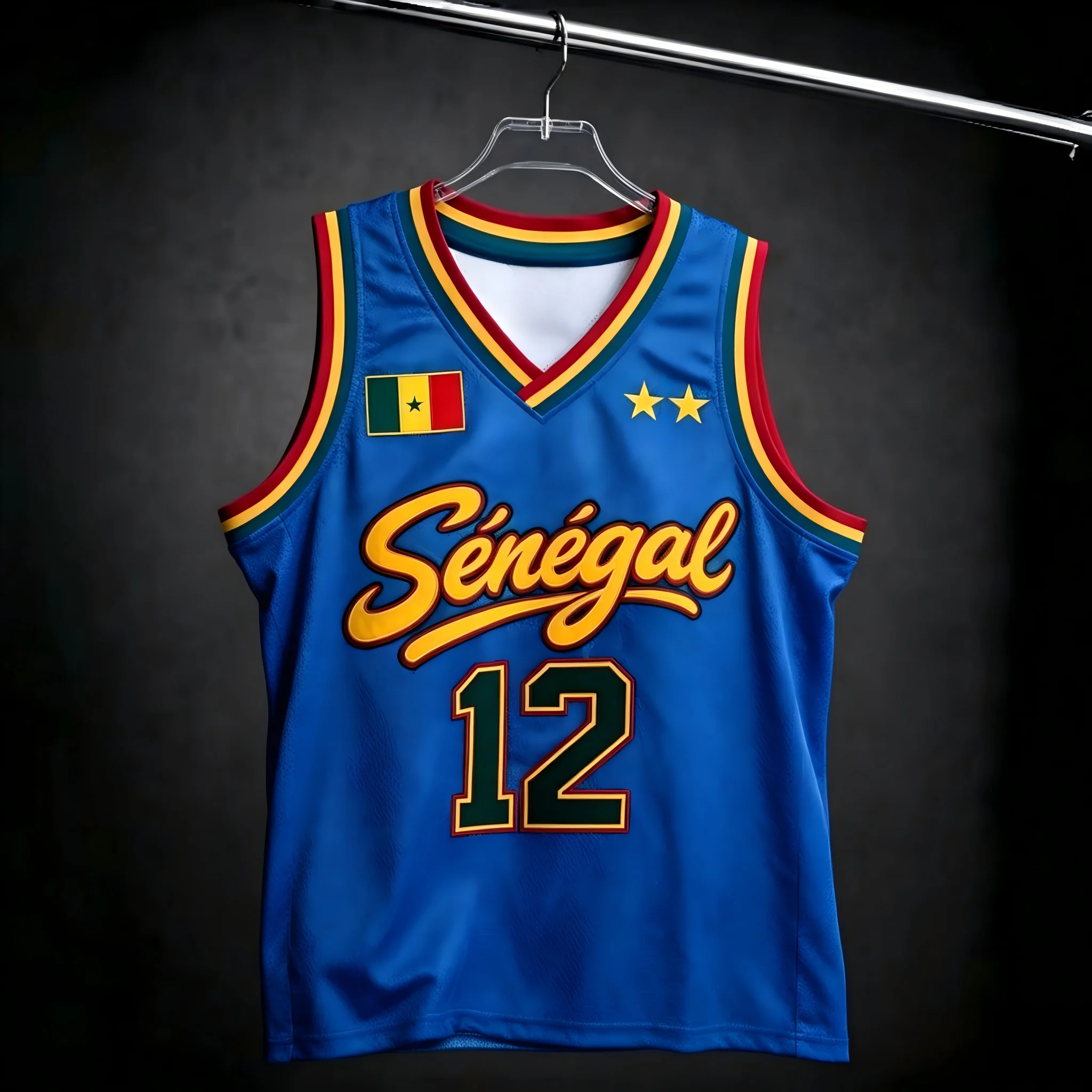 2026 NEW Senegal #12 Basketball Jersey, Lion Print Mesh Sleeveless Tank Top, National Team Fan Athletic Vest for Men