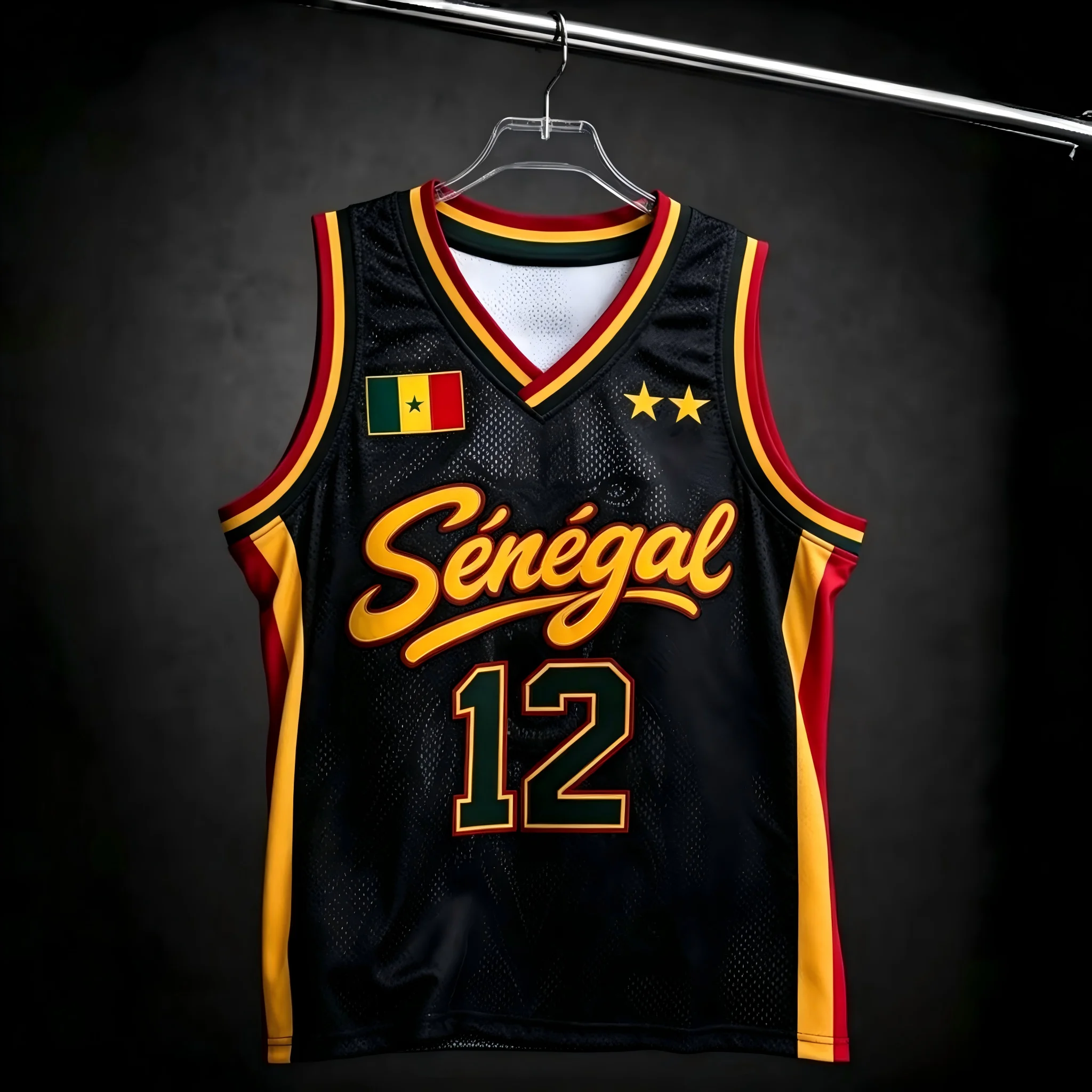 2026 NEW Senegal #12 Basketball Jersey, Lion Print Mesh Sleeveless Tank Top, National Team Fan Athletic Vest for Men
