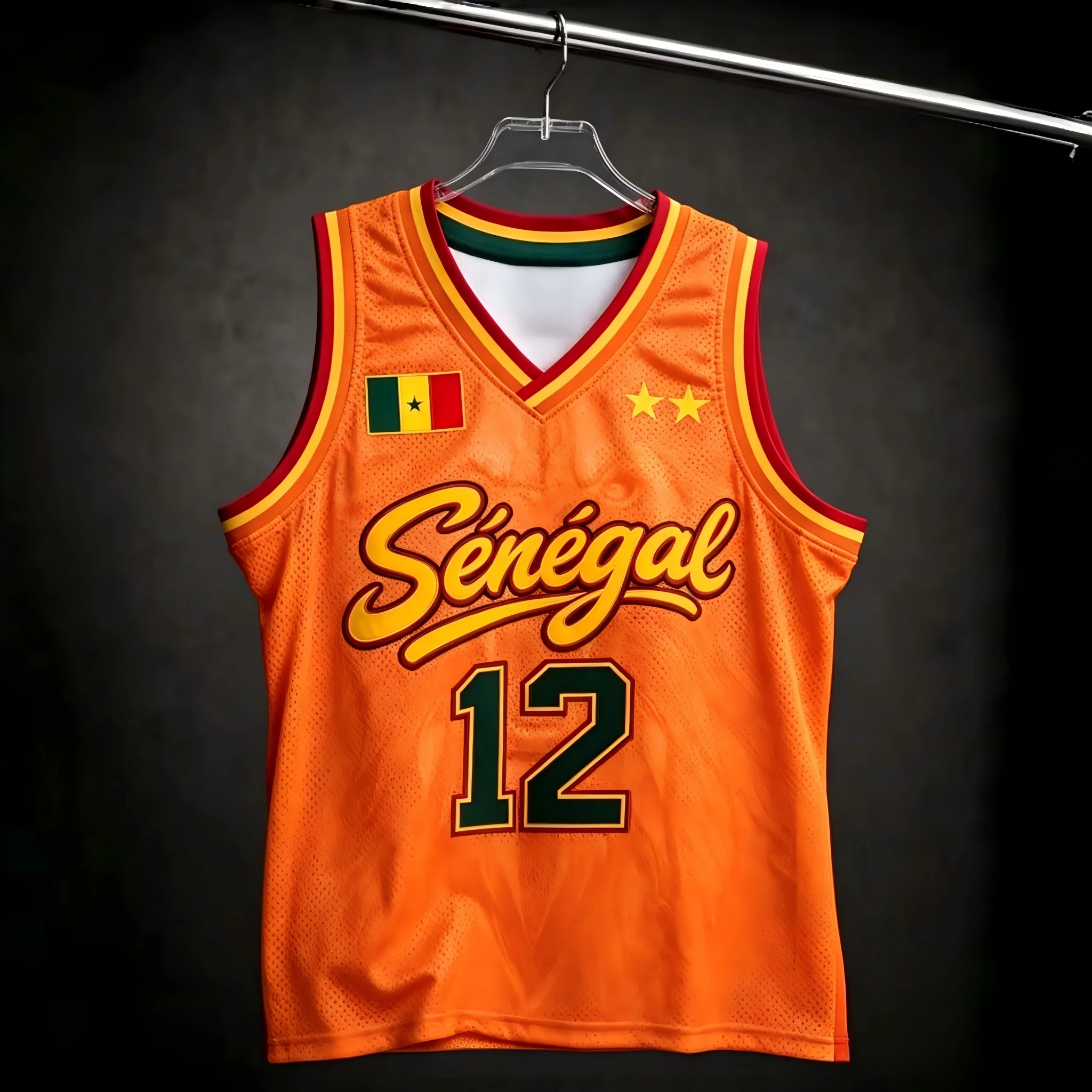 2026 NEW Senegal #12 Basketball Jersey, Lion Print Mesh Sleeveless Tank Top, National Team Fan Athletic Vest for Men