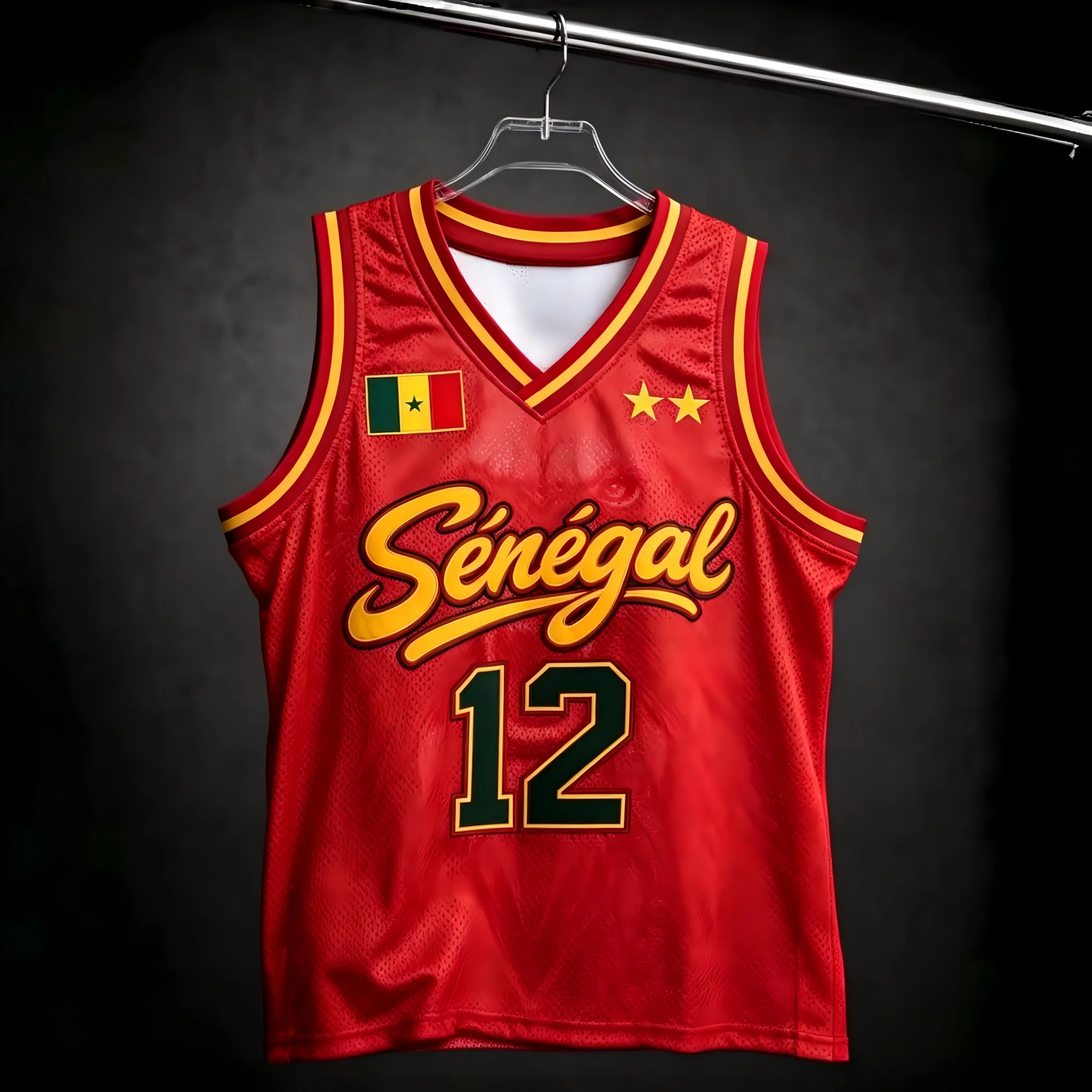 2026 NEW Senegal #12 Basketball Jersey, Lion Print Mesh Sleeveless Tank Top, National Team Fan Athletic Vest for Men