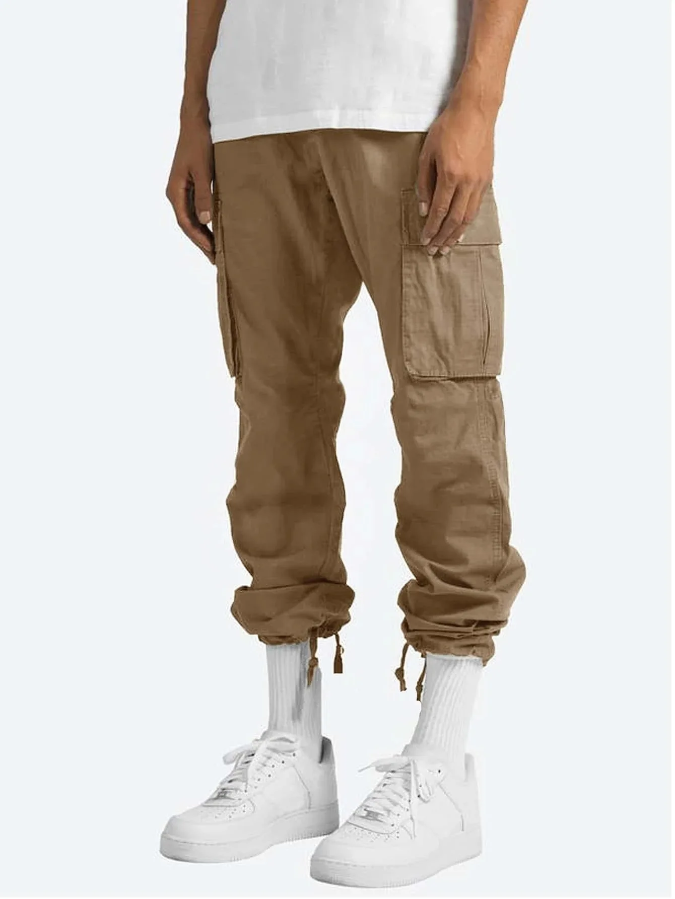 Summer New Men's Work Pants European and American Independent Station Drawstring Multi Pocket Casual Pants