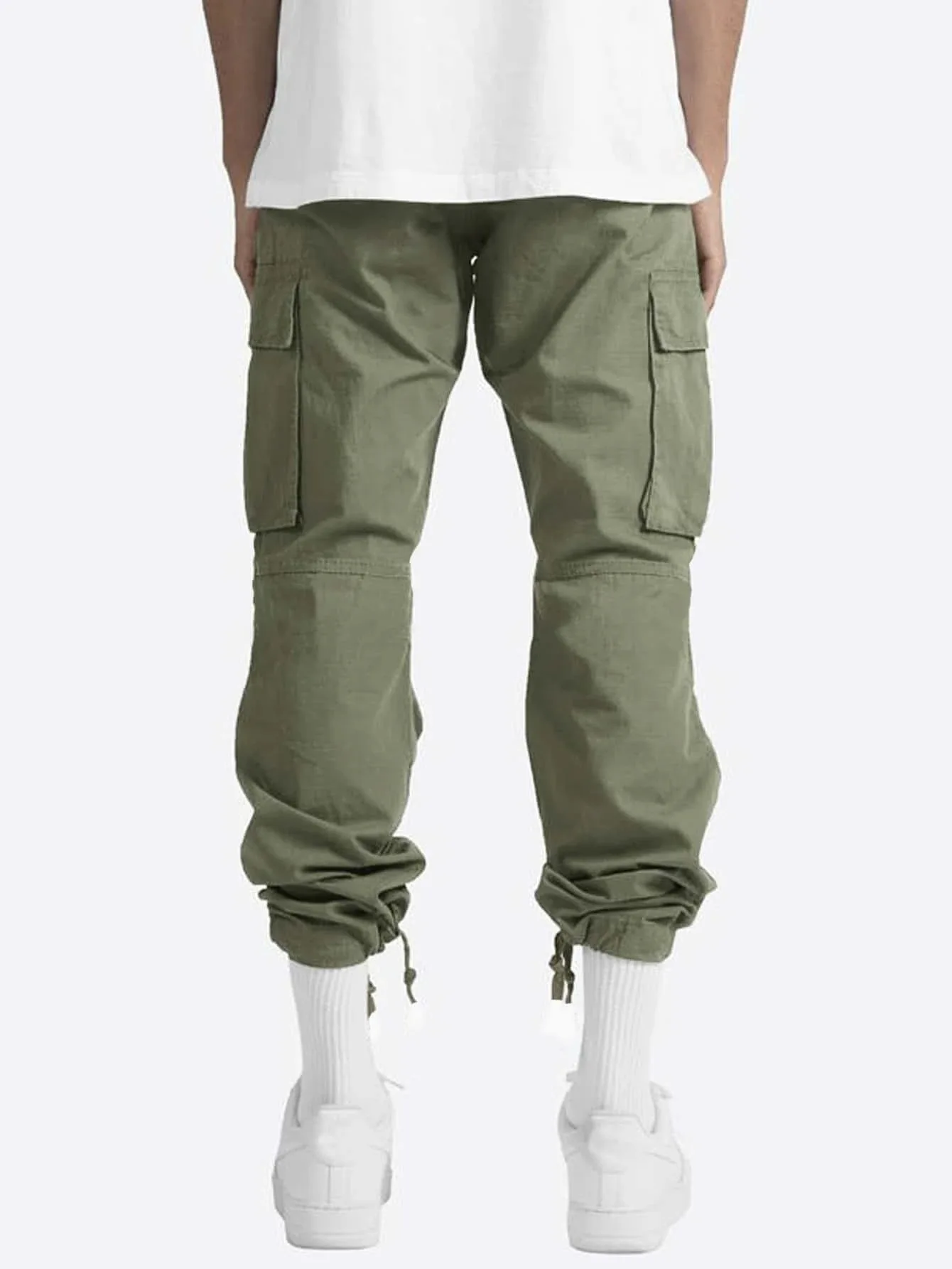 Summer New Men's Work Pants European and American Independent Station Drawstring Multi Pocket Casual Pants