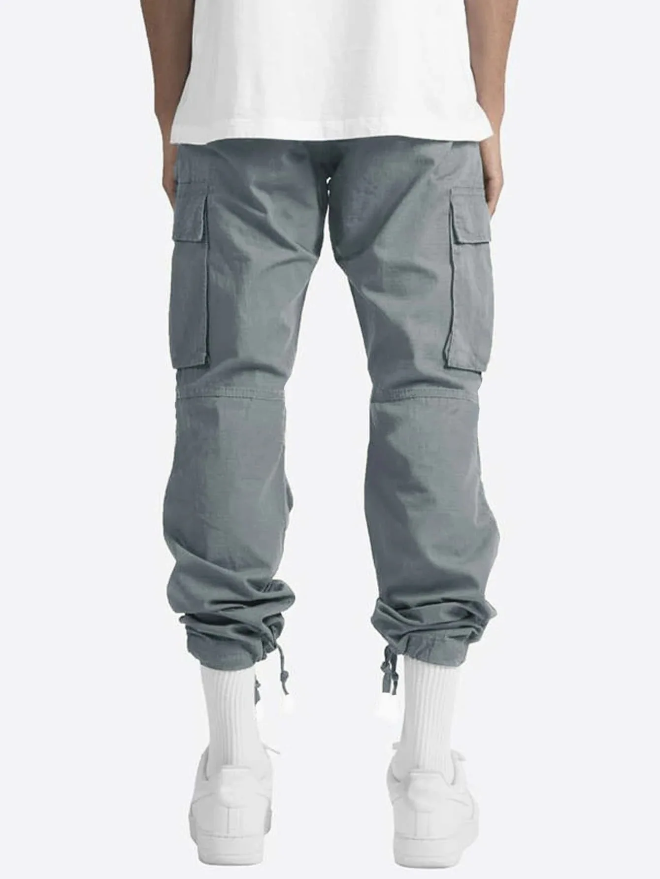 Summer New Men's Work Pants European and American Independent Station Drawstring Multi Pocket Casual Pants