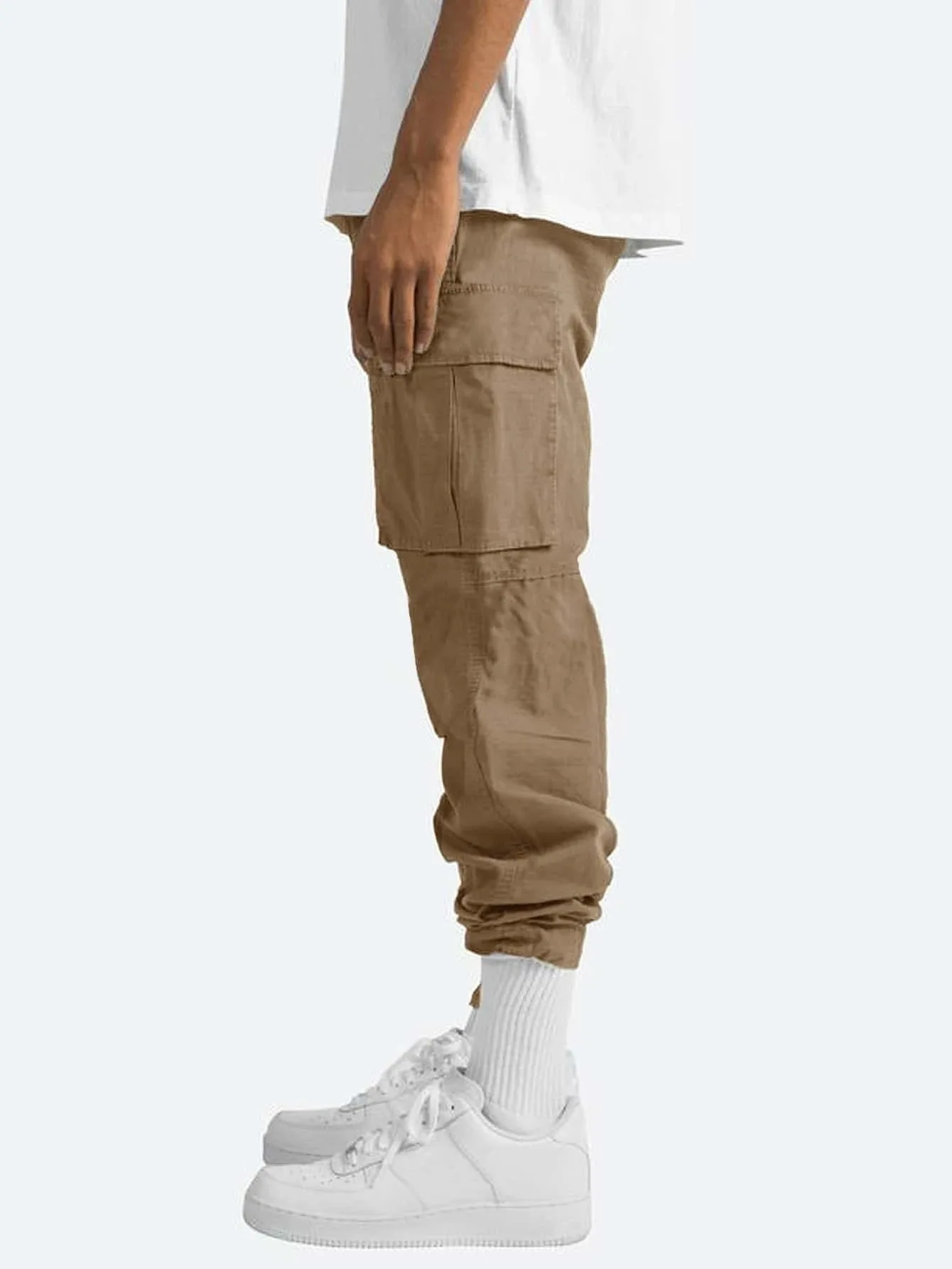 Summer New Men's Work Pants European and American Independent Station Drawstring Multi Pocket Casual Pants