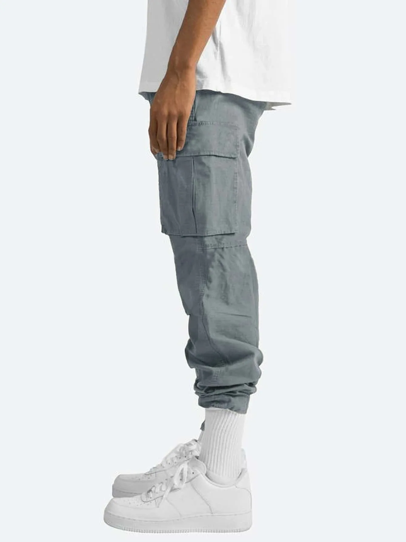 Summer New Men's Work Pants European and American Independent Station Drawstring Multi Pocket Casual Pants