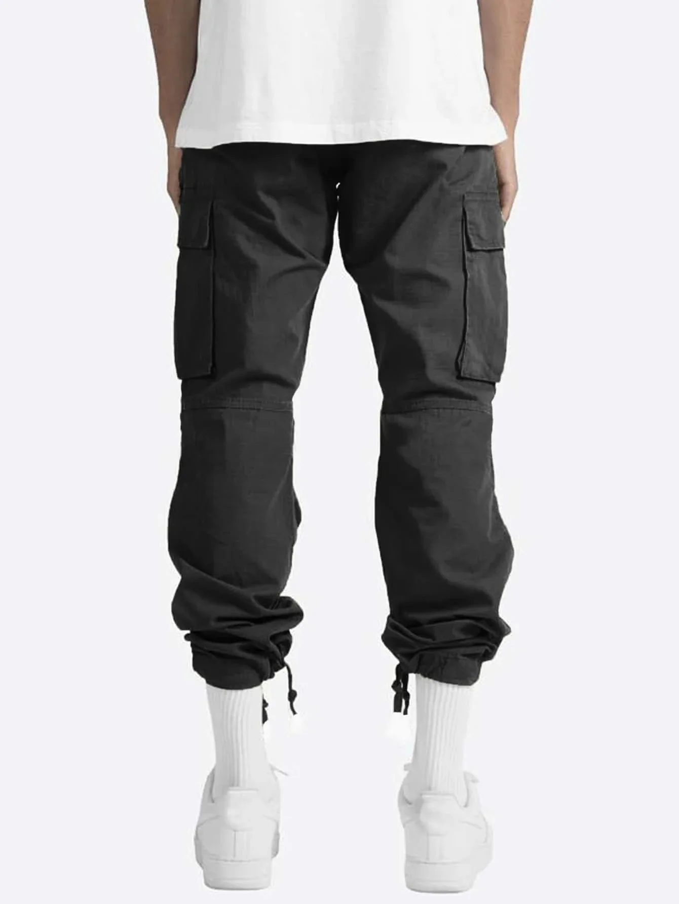 Summer New Men's Work Pants European and American Independent Station Drawstring Multi Pocket Casual Pants