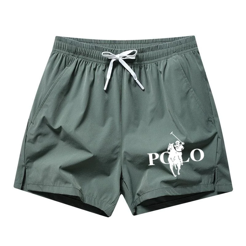 2026 Summer Ice Silk Quick Drying Beach Shorts for Men's Slim Fit Running, Swimming, Fitness, Breathable Shorts