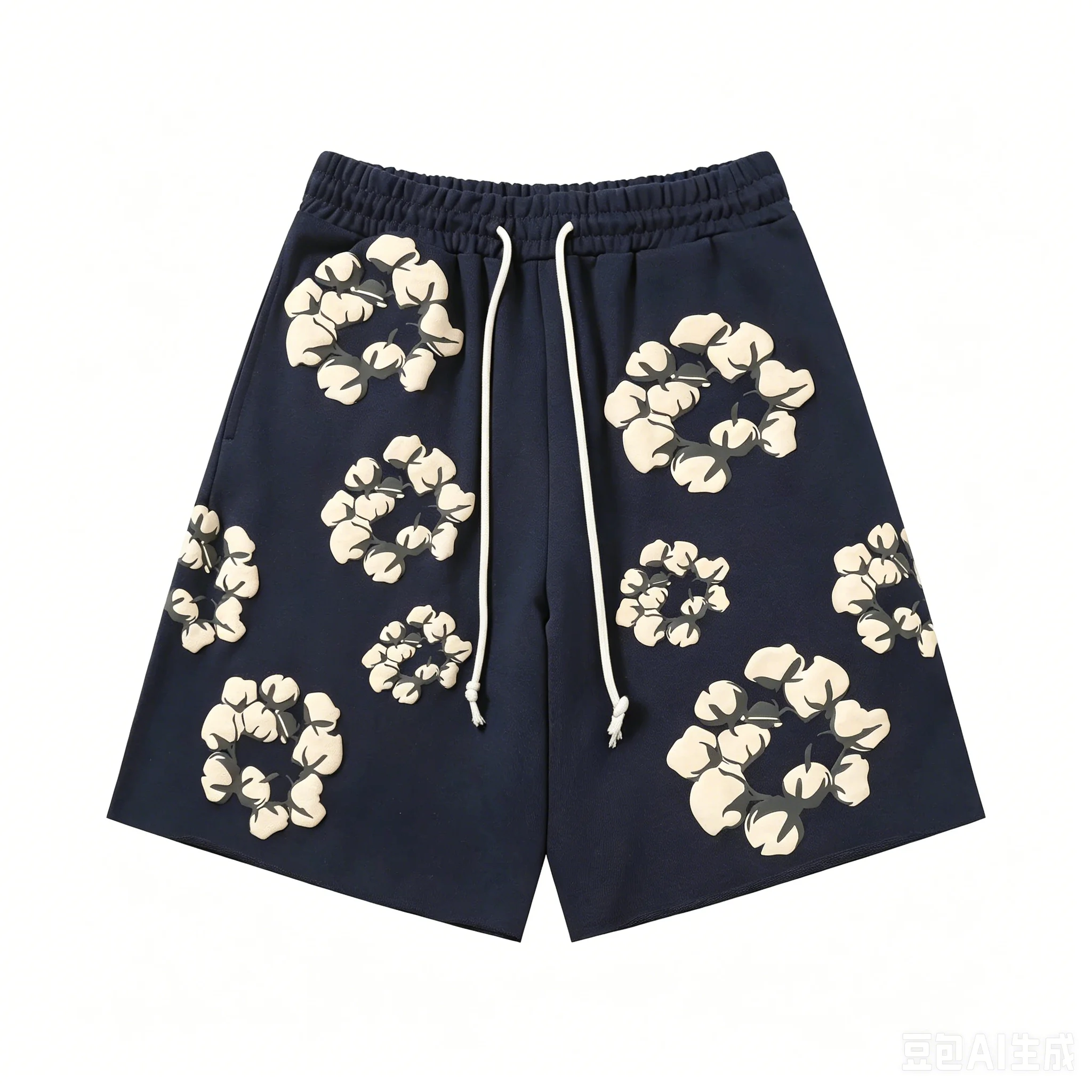 2026 Summer New Men's Navy Wreath 3D Print Sweat Shorts Oversized Pants, Suitable for Daily Wear and Training Kids